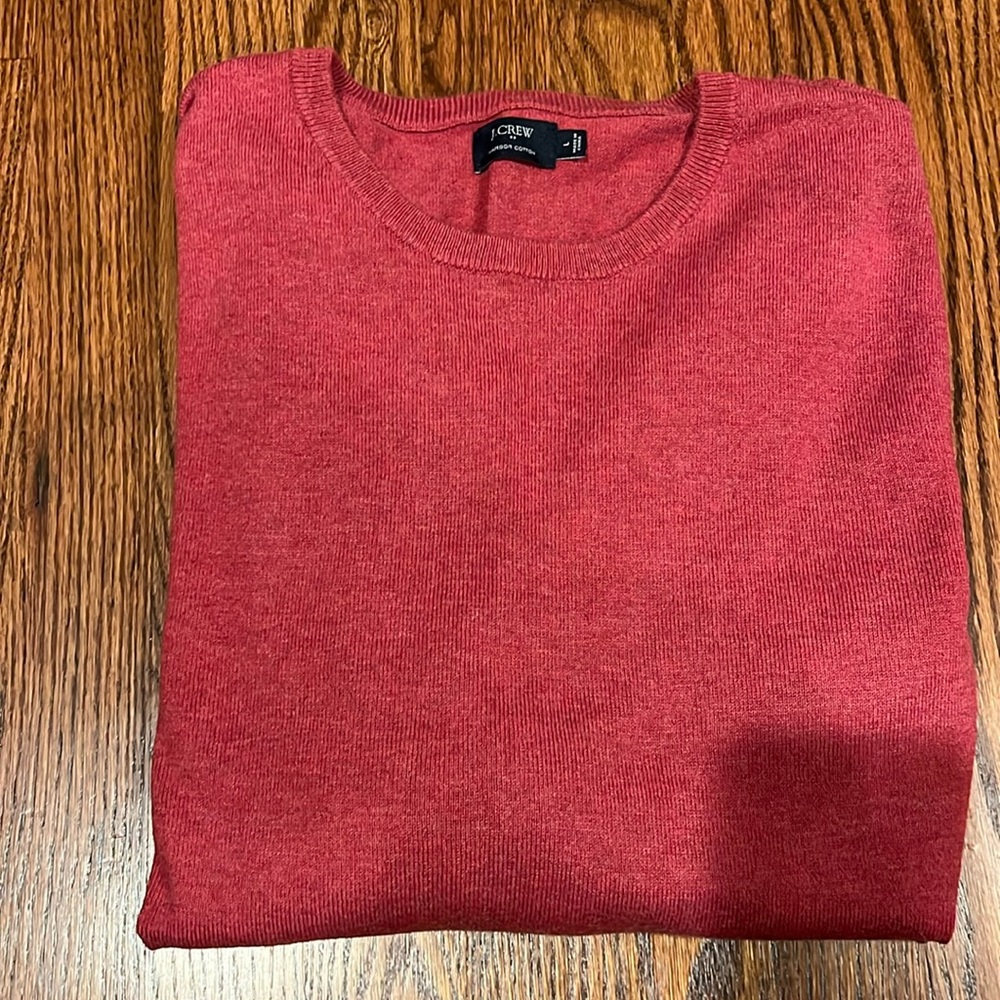J.Crew Men's Cotton Crewneck Sweater in Size Large heathered Red
